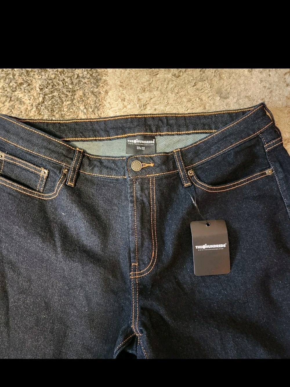 The Hundreds Men's Relaxed Jeans in Rinse Blue Dark Wash Size 33x32